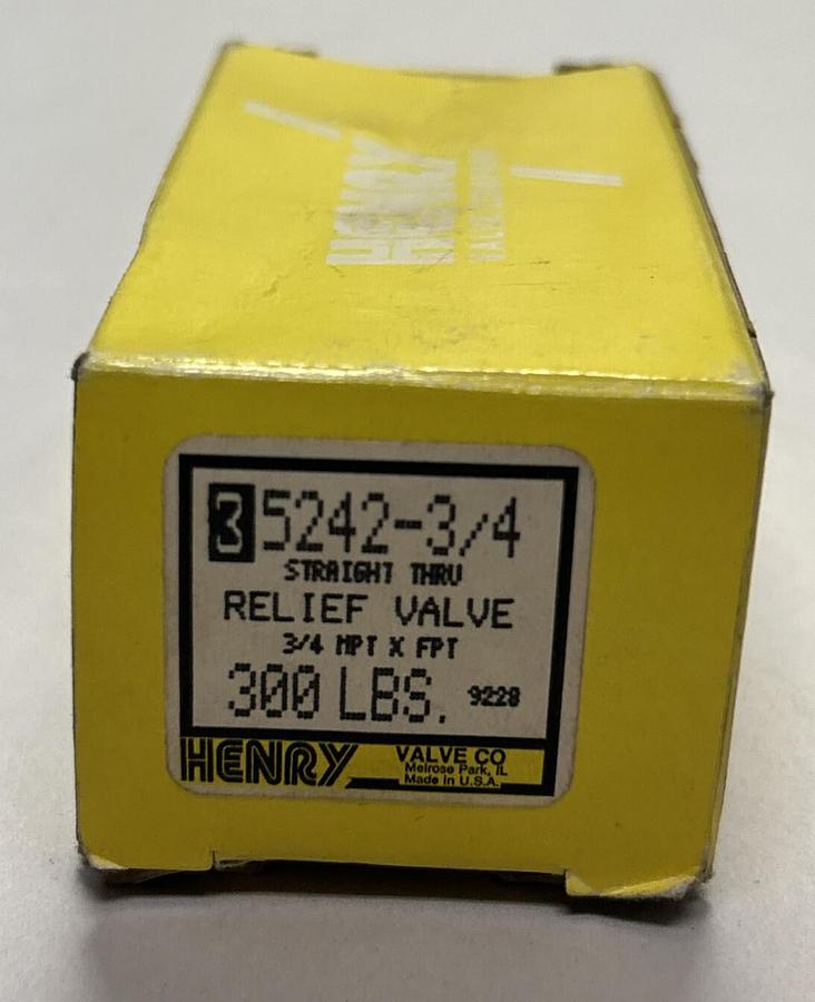 Used HENRY VALVE,5242-3/4,PRESSURE RELIEF VALVE 3/4IN NEW
