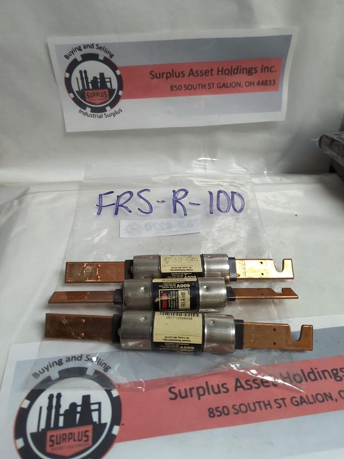Used COOPER BUSSMANN,FRS-R-100,FUSETRON 100 AMP FUSE LOT OF 3 PRE-OWNED