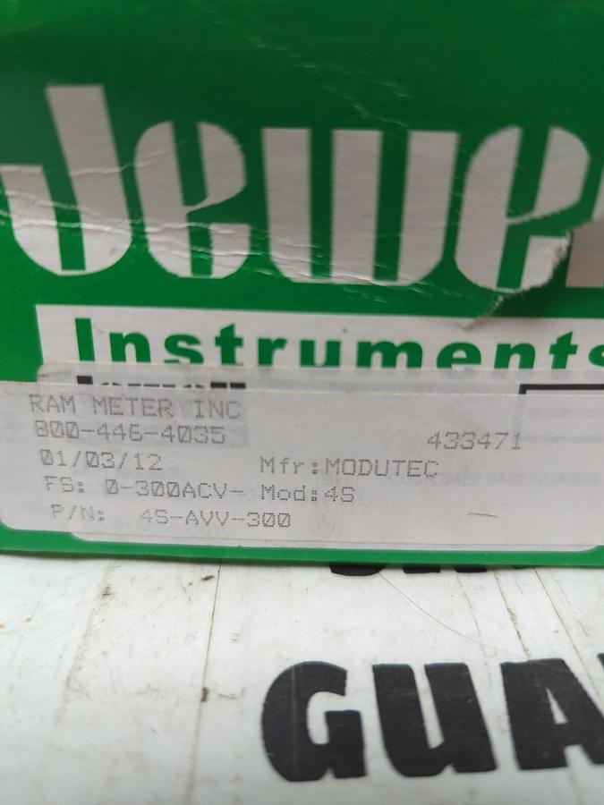MODUTEC JEWELL INSTRUMENTS,0-300VDC, PANEL MOUNT ANALOG METER NOS