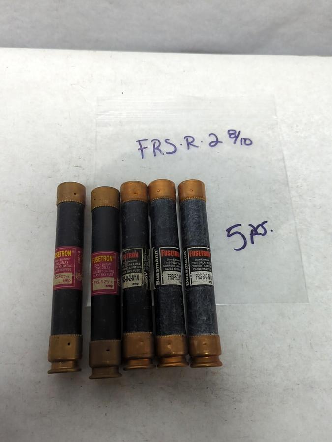 Used COOPER BUSSMANN,FRS-R-2-8/10,FUSETRON 2-8/10 AMP FUSE LOT OF 5 PRE-OWNED