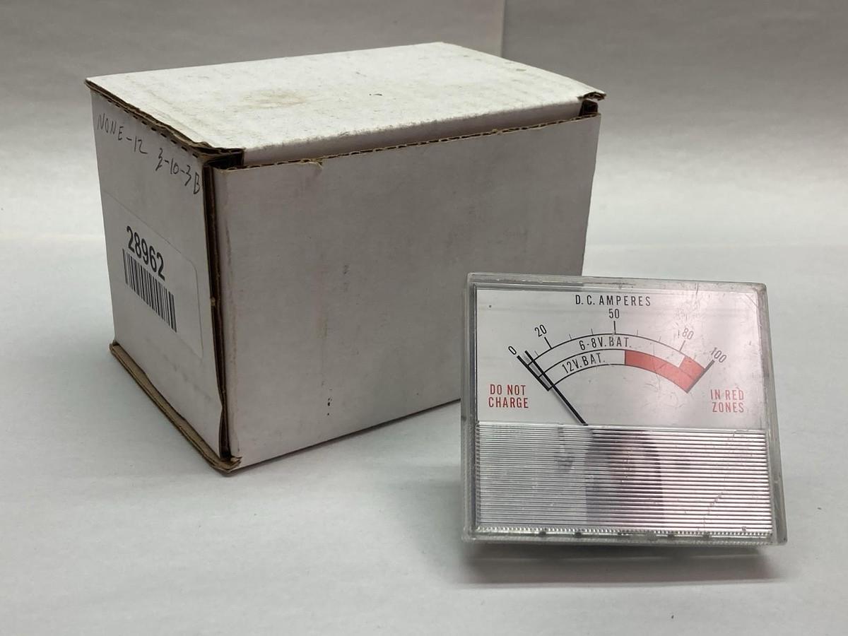 Used D.C. Amperes,0-100A,Panel Meter Gauge 6-8V & 12V Bat