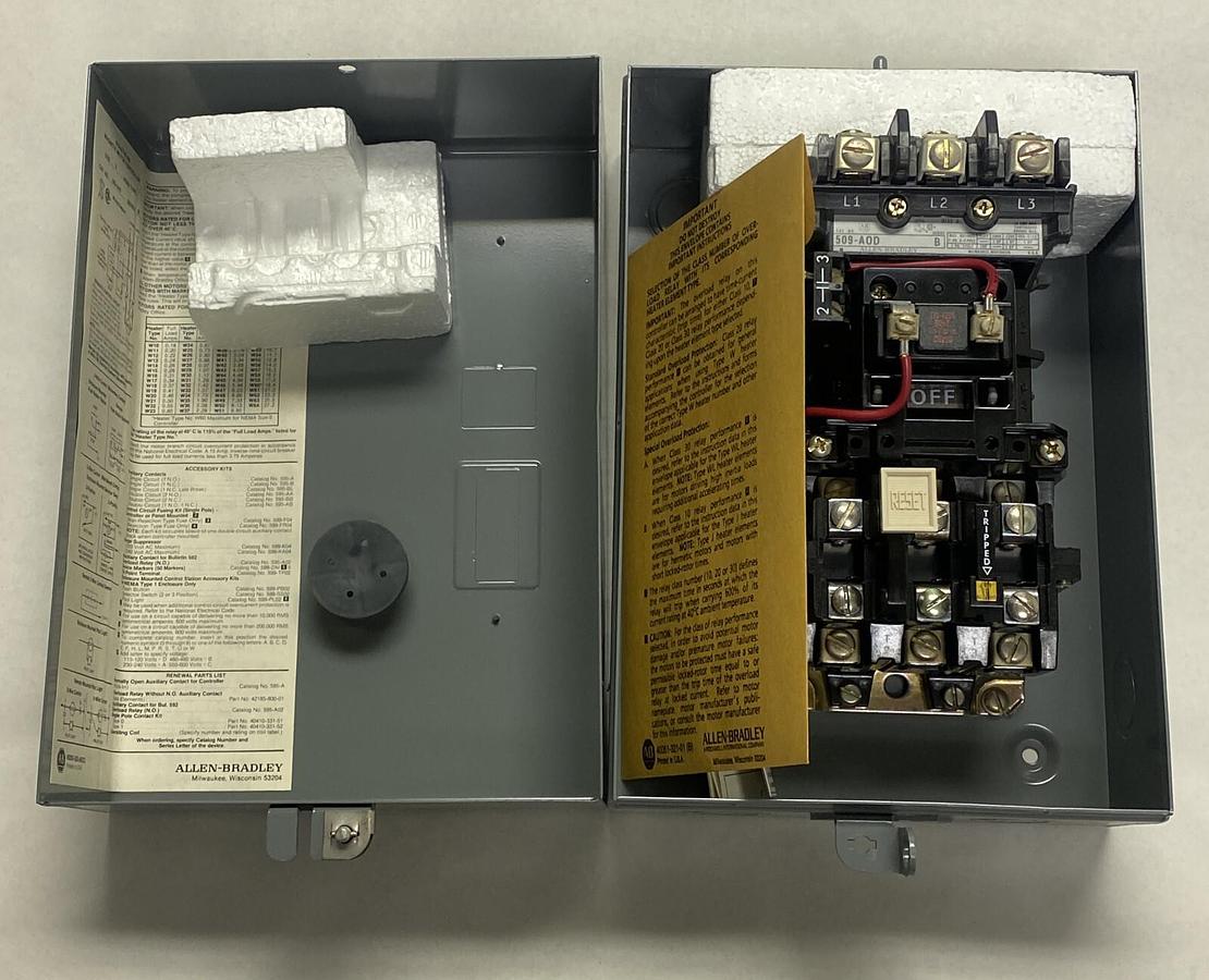 ALLEN BRADLEY,509-AAD,SER B SIZE 0 FULL VOLTAGE NON-REVERSING STARTER NEW NO BOX