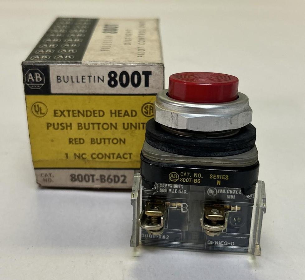 ALLEN BRADLEY,800T-B6D2,RED PUSH BUTTON NOS