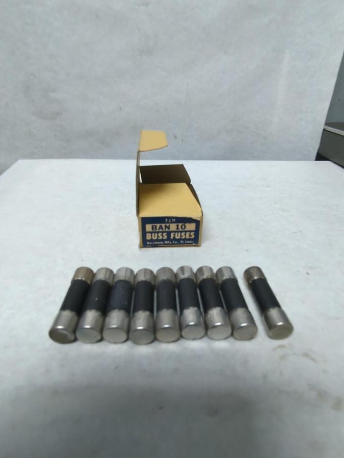 COOPER BUSSMANN,BAN 10,BUSS 10 AMP FUSES BOX OF 9 NOS