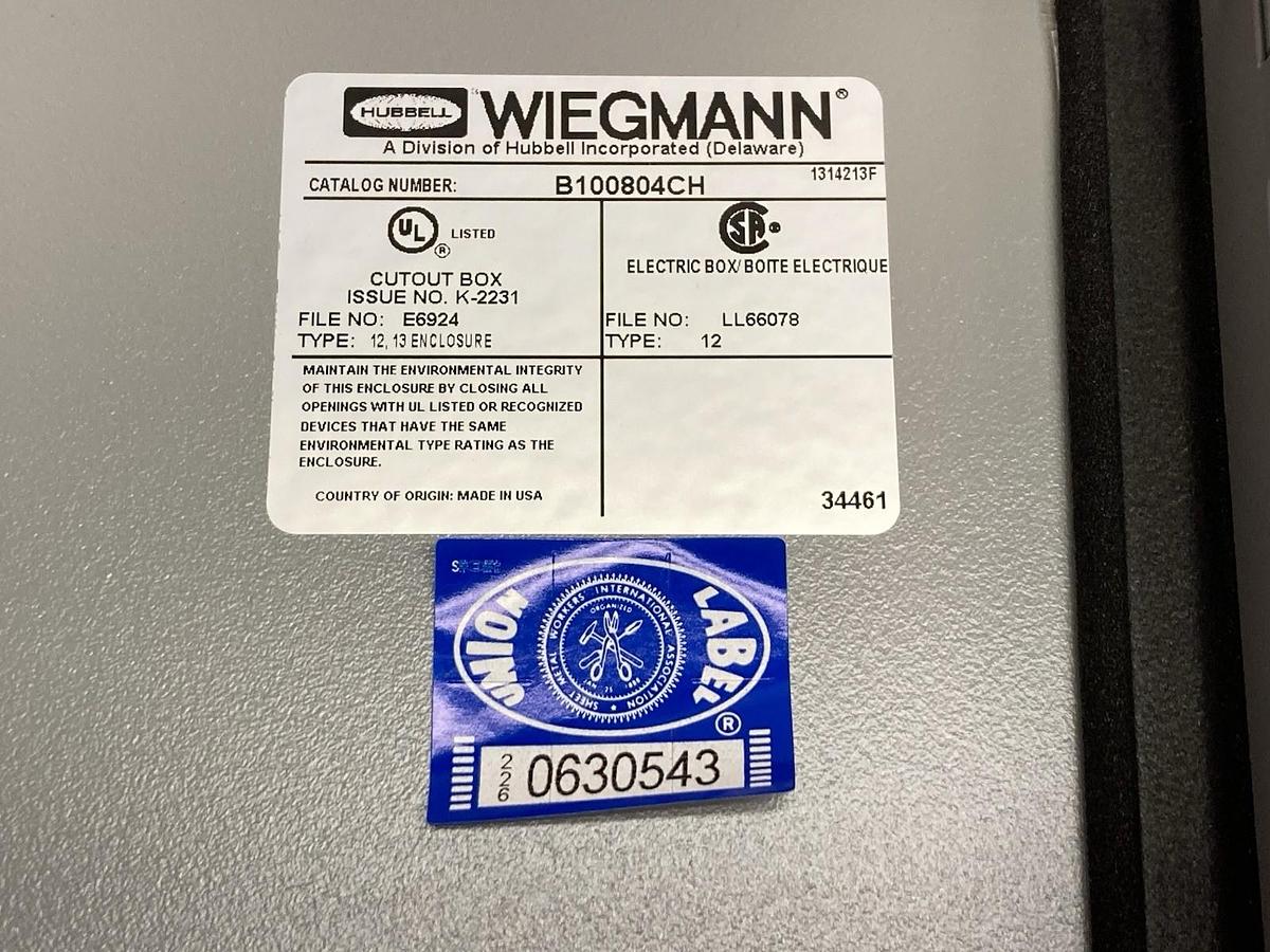 Used Wiegmann,B040404CH,Screw Clamps Electrical Enclosures Type 12, 13