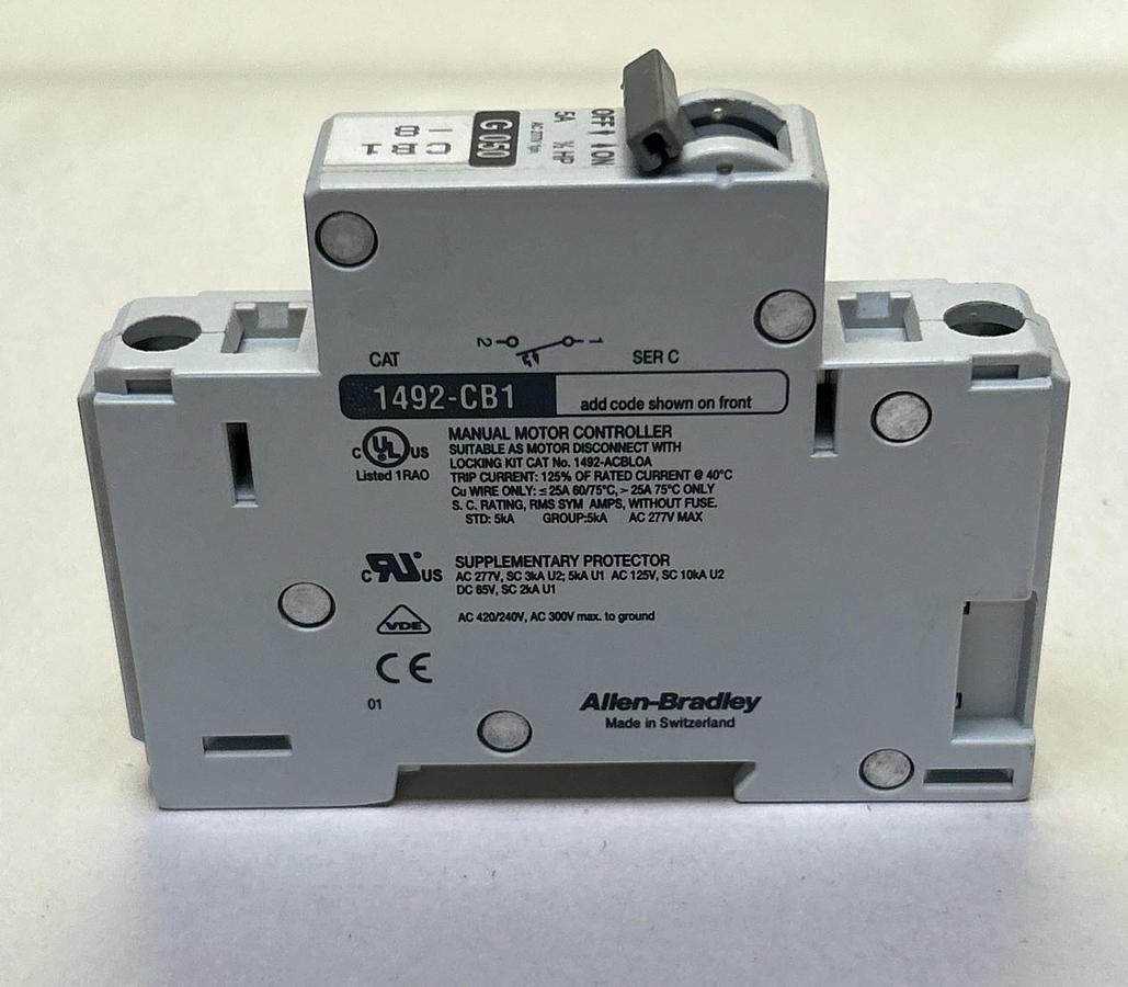 Used ALLEN BRADLEY,1492-CB1G050,CIRCUIT BREAKER 5A 277V 1P LOT OF 2