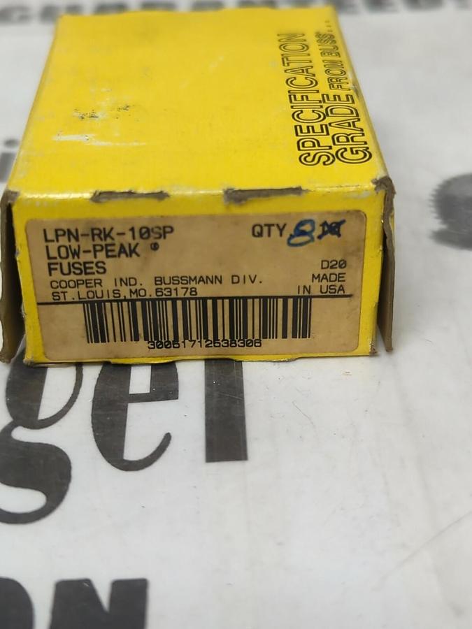 COOPER BUSSMANN,LPN-RK-10SP,LOW-PEAK FUSES BOX OF 8 NEW IN BOX
