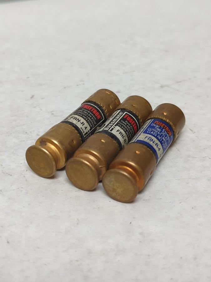 Used COOPER BUSSMANN,FRN-R-4,FUSETRON 4 AMP FUSE LOT OF 3 PRE-OWNED