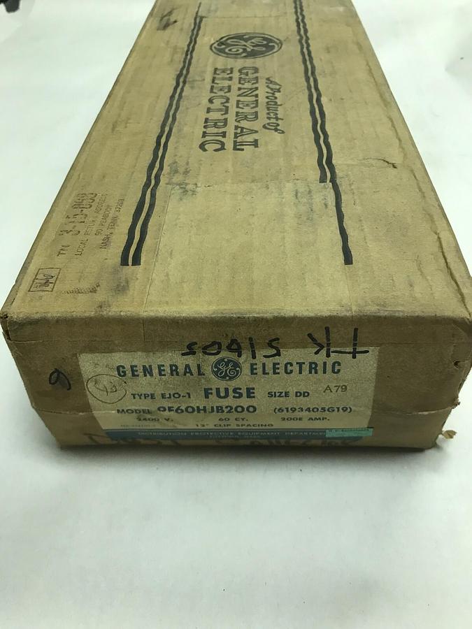 Used General Electric,9F60HJB200,Type EJO-1 Fuse Size DD 200E Amp 2400V NOS