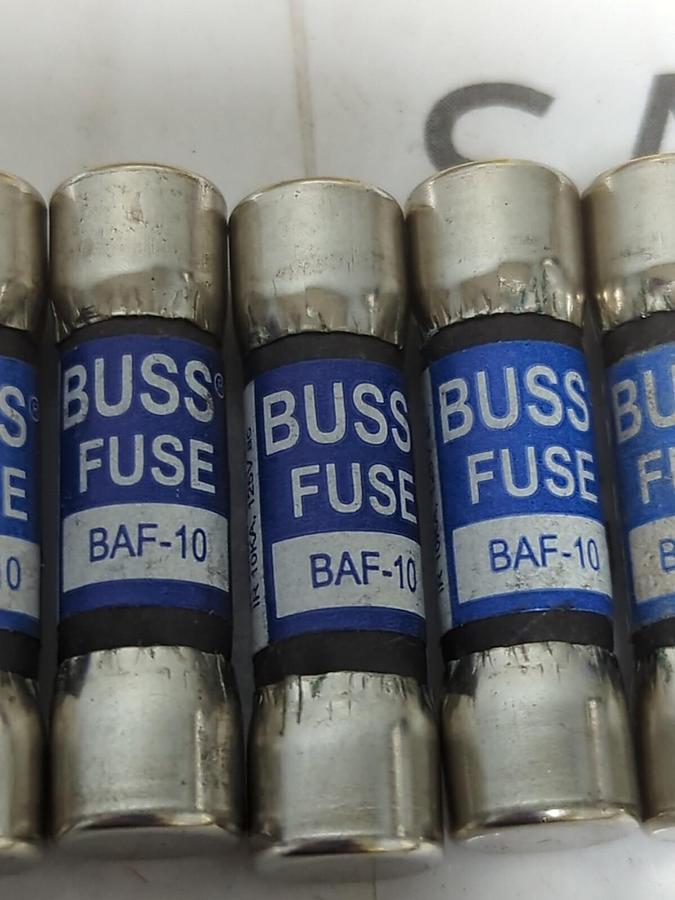 COOPER BUSSMANN,BAF-10,FAST ACTING 10 AMP FUSES BOX OF 8 NOS