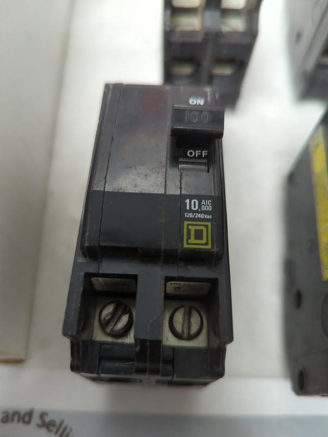 Used SQUARE D,QOB2100,CIRCUIT BREAKER 100 AMP 2-POLE LOT OF 6 PRE-OWNED