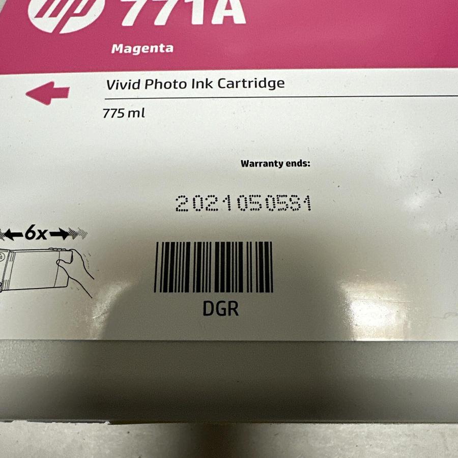HP,B6Y17A,771A Magenta Ink Cartridge Box of 2 EXP 05/21