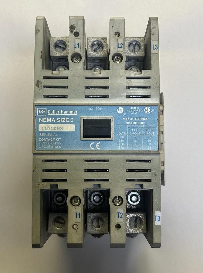 Used CUTLER-HAMMER,CN15KN3,CONTACTOR SIZE 3 90A 600V