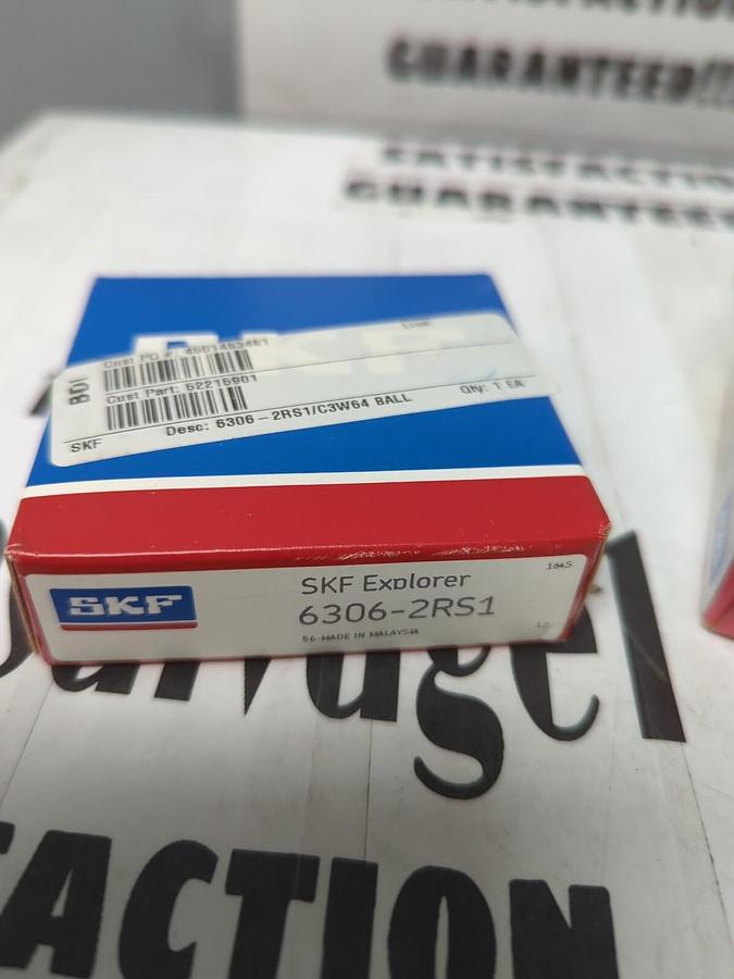 SKF,6306-2RS1,DOUBLE SEALED DEPP GROOVE BALL BEARINGS LOT OF 2 NOS