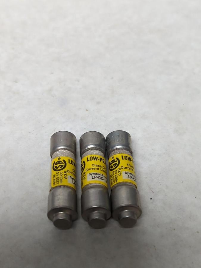 COOPER BUSSMANN,LP-CC-12,LOW-PEAK 12 AMP FUSE LOT OF 3 NOS
