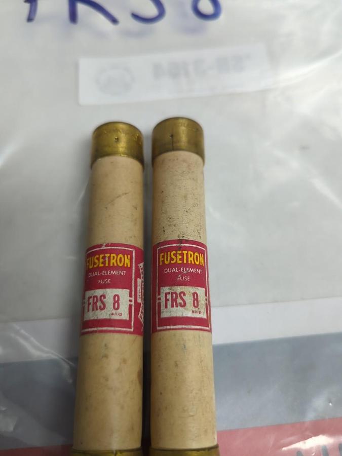 Used COOPER BUSSMANN,FRS-8,FUSETRON 8 AMP FUSE LOT OF 2 PRE-OWNED