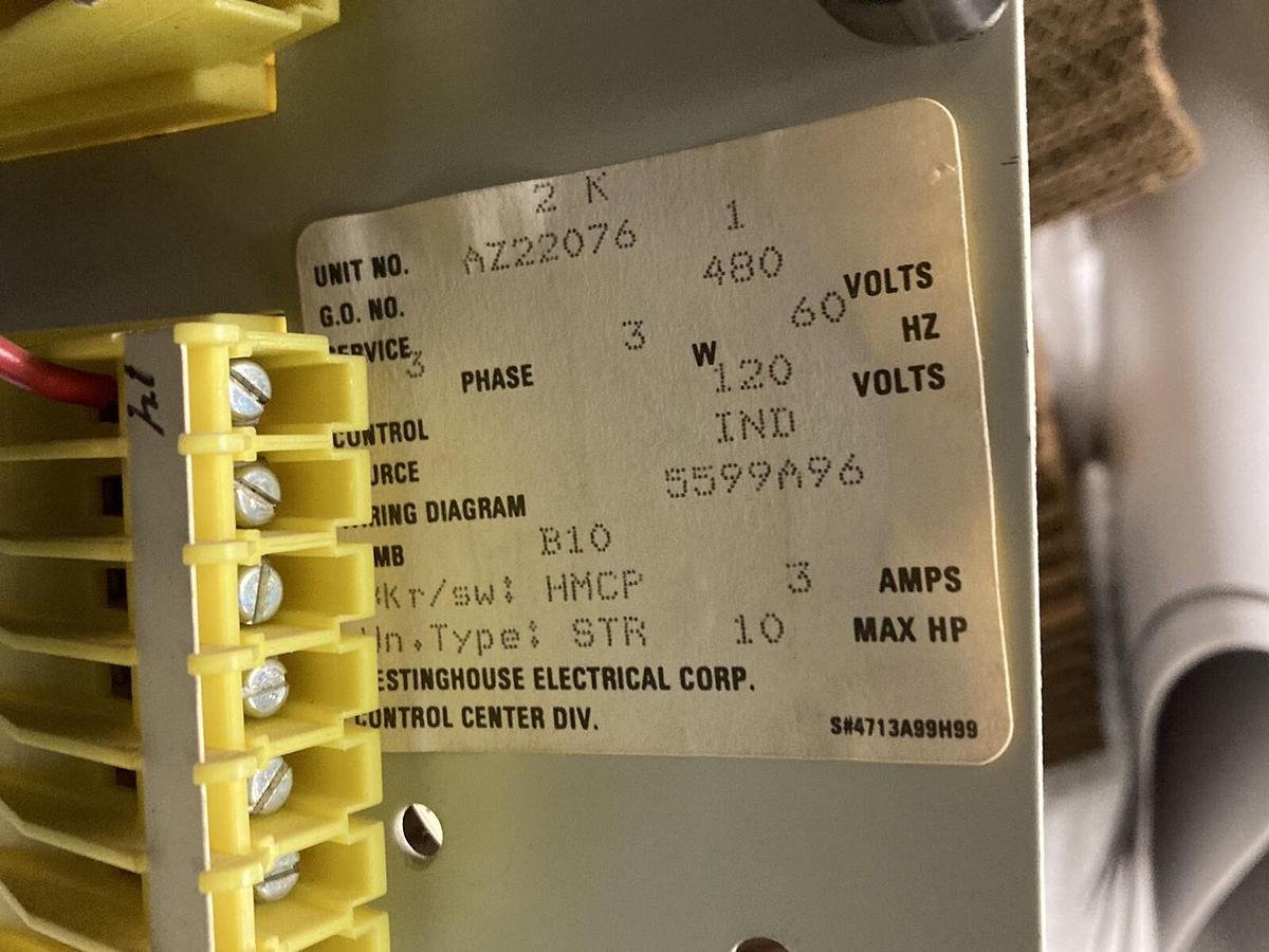 Used Westinghouse,Size 1,12 INCH MCC Starter Bucket  3 Amps