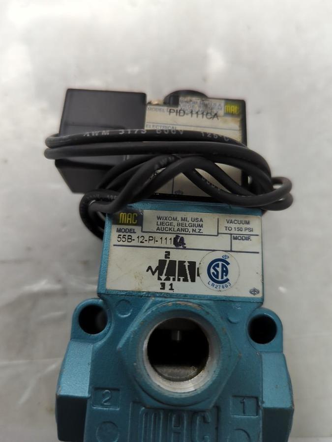 Used MAC,55B-12-P1-111CA,SOLENOID VALVE PRE-OWNED