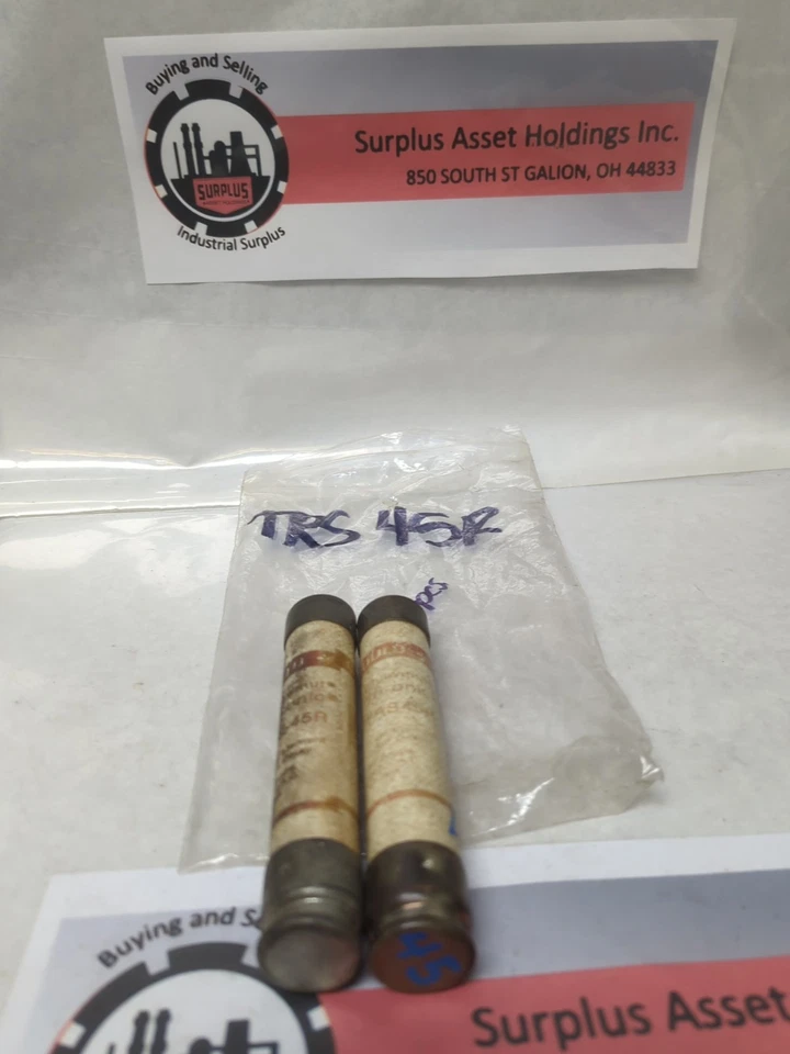 Used GOULD SHAWMUT,TRS45R,TRI-ONIC 45 AMP FUSE LOT OF 2 PRE-OWNED