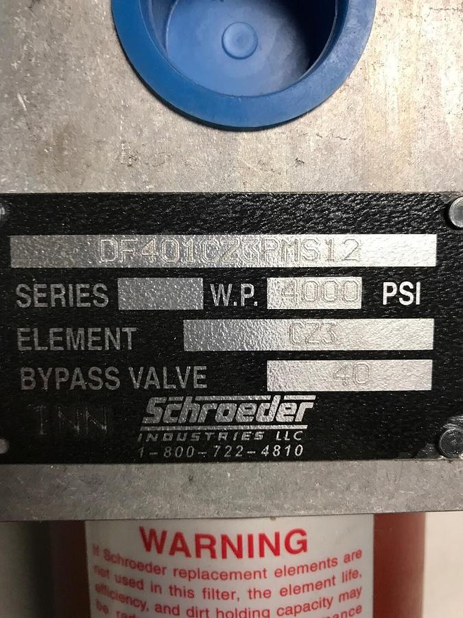 Schroeder,DF401CZ3PMS12,Hydraulic Filter Housing 4000PSI