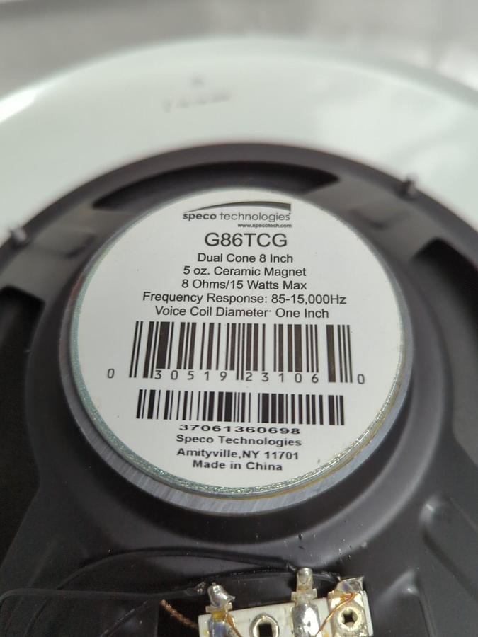 Used SPECO,G86TCG,DUAL CONE CEILING SPEAKER 8 INCH PRE-OWNED