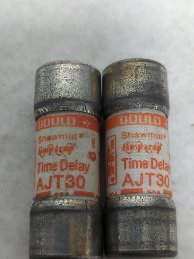 Used GOULD SHAWMUT,AJT30,AMP-TRAP 30 AMP FUSE LOT OF 2 PRE-OWNED