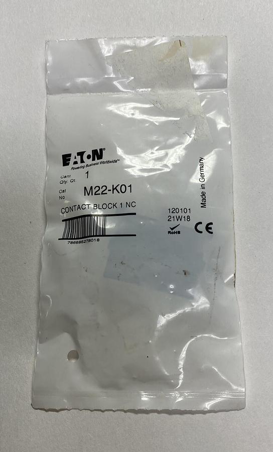 Used EATON,M22-K01,CONTACT BLOCK 1 NC NEW