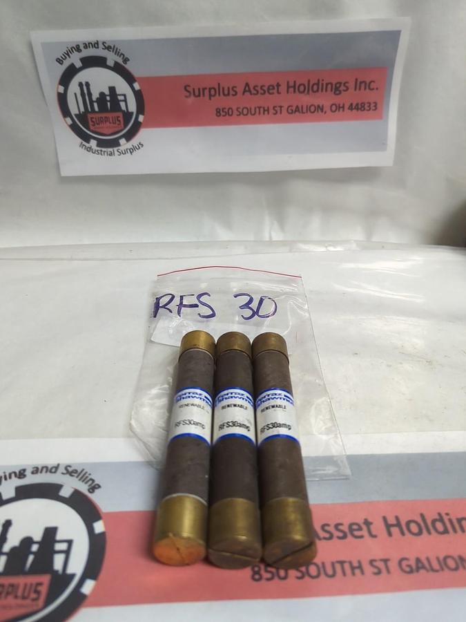 FERRAZ SHAWMUT,RFS30,RENEWABLE 30 AMP FUSE LOT OF 3 PRE-OWNED