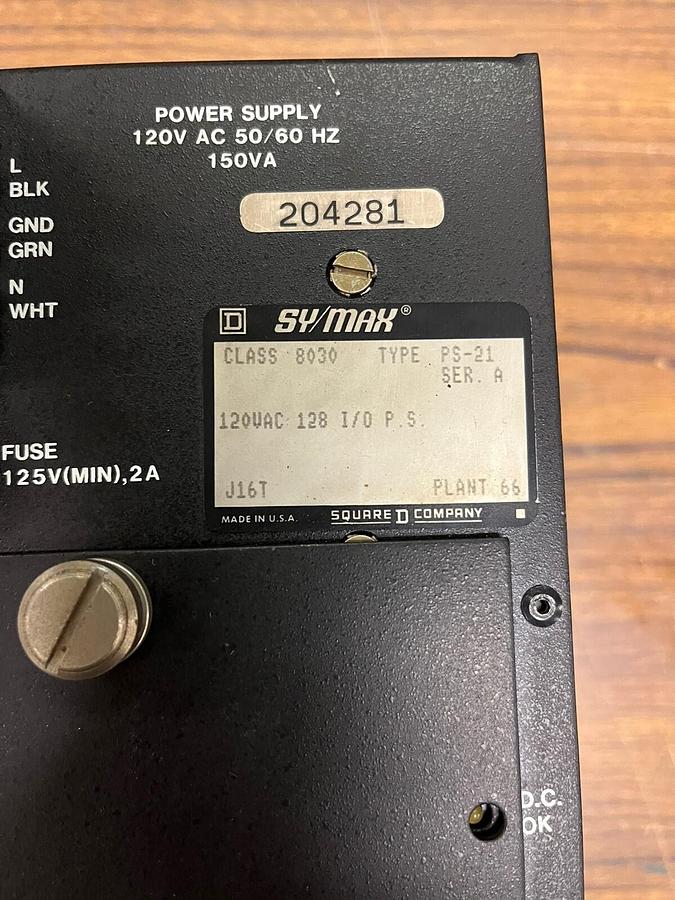 Used SQUARE D,8030PS21,CLASS 8030 PS-21 SERIES A SY/MAX POWER SUPPLY 120V