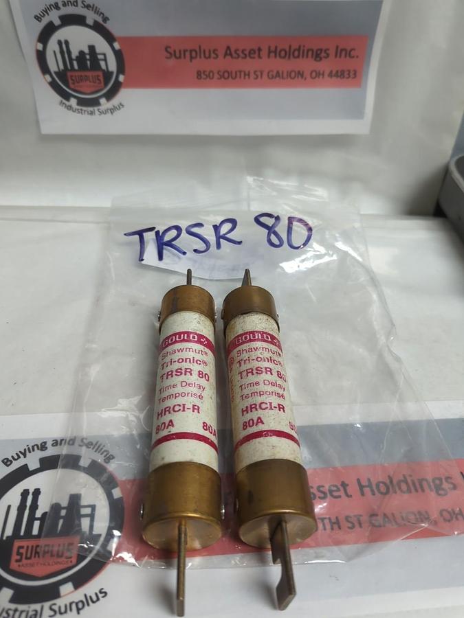 Used GOULD SHAWMUT,TRSR80,TRI-ONIC FUSE 80 AMP LOT OF 2 PRE-OWNED