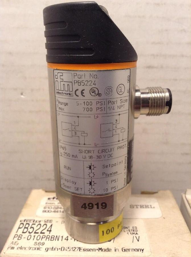 IFM Efector,PB5224,500 Pressure Sensor Stainless Steel