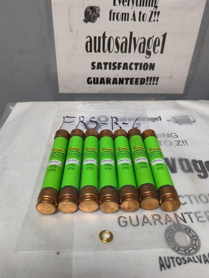 COOPER BUSSMANN,FRS-R-6,FUSETRON 6 AMP FUSES LOT OF 7 NOS