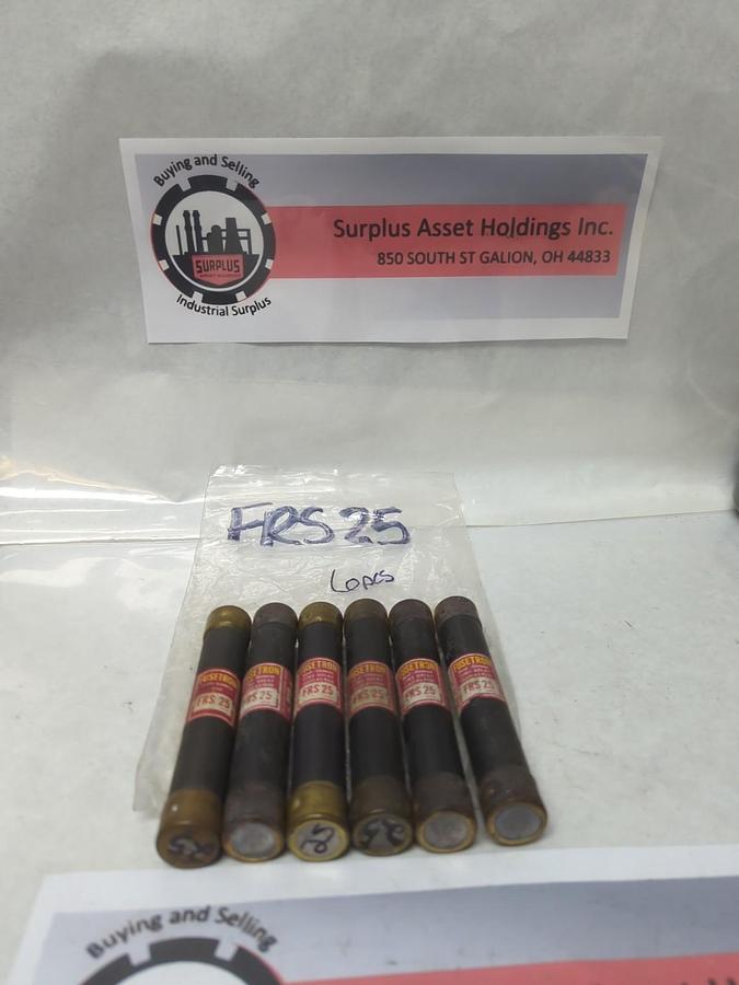 Used COOPER BUSSMANN,FRS-25,FUSETRON 25 AMP FUSE LOT OF 6 PRE-OWNED