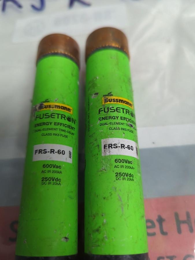 Used COOPER BUSSMANN,FRSR60,FUSETRON 60 AMP FUSE LOT OF 2 PRE-OWNED