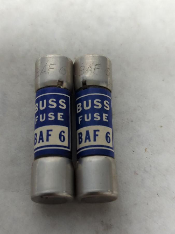 COOPER BUSSMANN,BAF 6,BUSS 6 AMP FUSE LOT OF 2 NOS