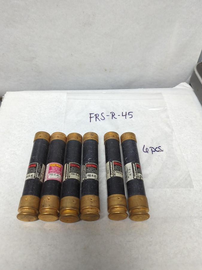 Used COOPER BUSSMANN,FRS-R-45,FUSETRON 45 AMP FUSE LOT OF 6 PRE-OWNED