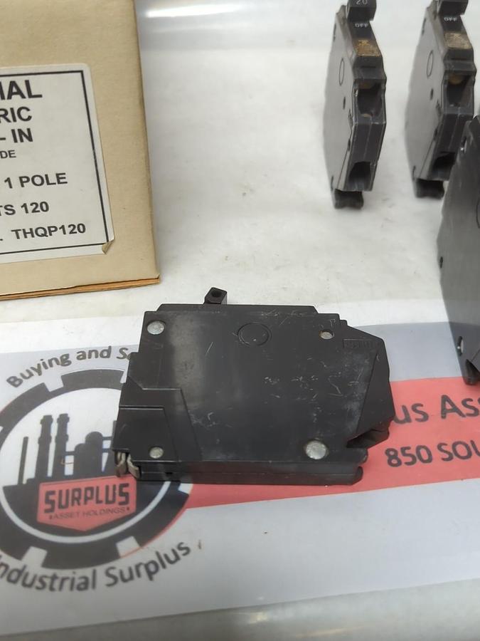 Used GENERAL ELECTRIC,THQP120,CIRCUIT BREAKER 20AMP 1-POLE LOT OF 6 PRE-OWNED