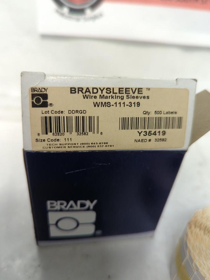 BRADY,WMS-111-319,BRADYSLEEVE WIRE MARKING SLEEVES BOX OF 500 PCS NOS