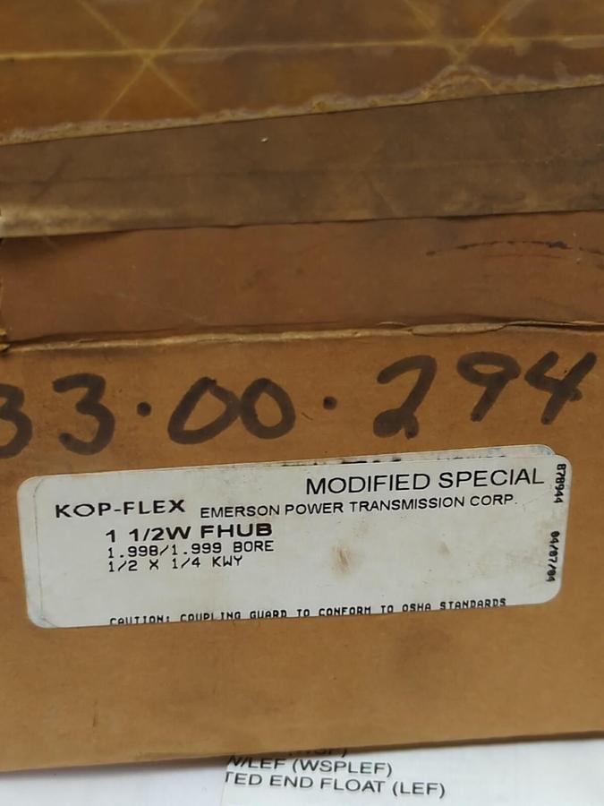 KOP-FLEX,1-1/2W,FHUB 1.999 INCH BORE  1/2 INCH X 1/4 INCH KW NOS