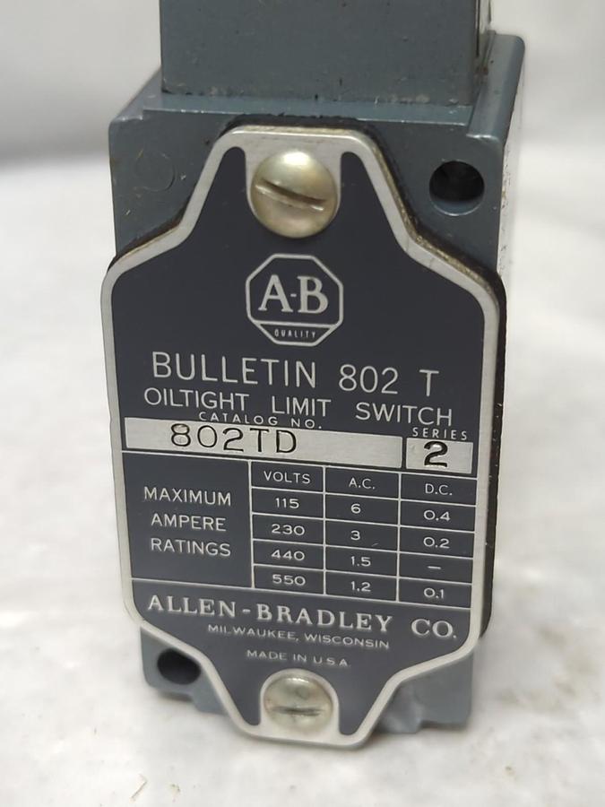 ALLEN BRADLEY,802TD,SERIES 2 OIL TIGHT LIMIT SWITCH NOS