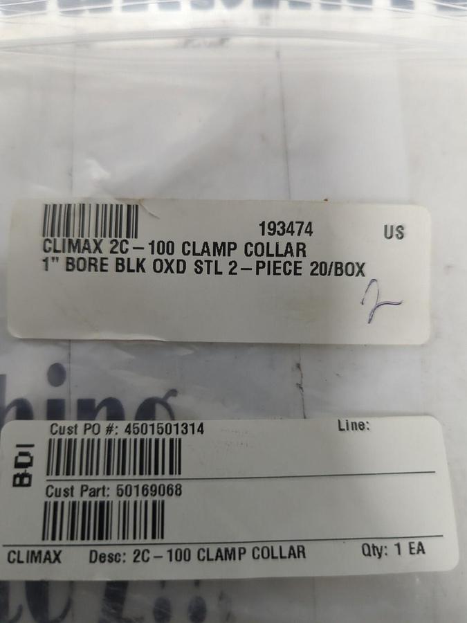 CLIMAX,2C-100,2 PIECE SHAFT/CLAMP COLLAR 1 INCH BORE LOT OF 2 NOS