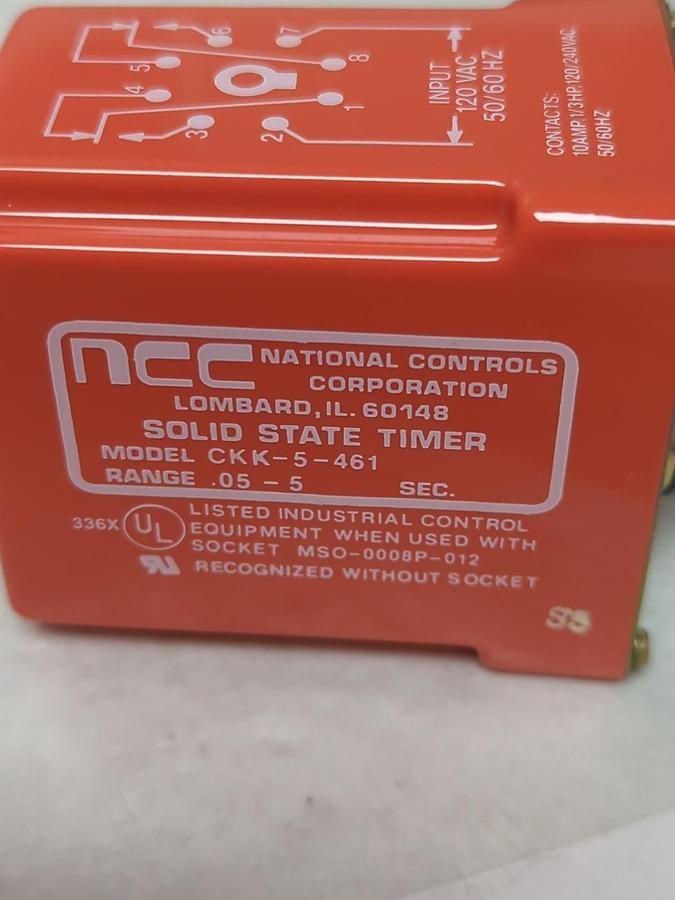 NATIONAL CONTROLS,CKK-00005-461,SOLID STATE TIME DELAY 05-5 SEC 120 VAC NOS