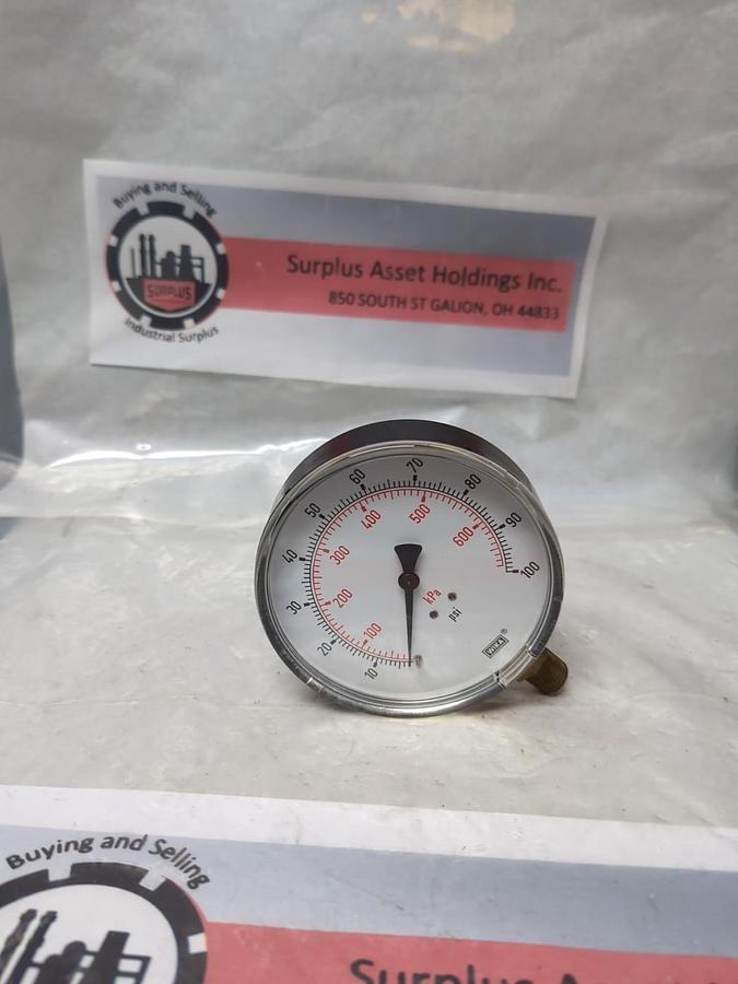 Used WIKA,0-100,GAUGE 3-1/2 IN FACE 1/4 IN NPT BOTTOM CONNECTION PRE-OWNED