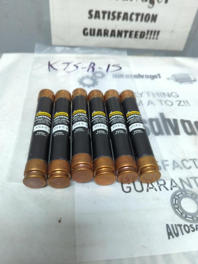COOPER BUSSMANN,KTS-R-15,LIMITRON 15 AMP FUSES LOT OF 6 NOS