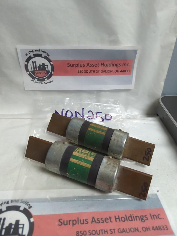 Used COOPER BUSSMANN,NON 250,ONE-TIME FUSE 250 AMP LOT OF 2 PRE-OWNED