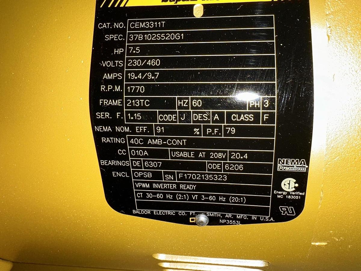 Baldor,CEM3311T,Motor 7.5HP 1770RPM Frame 213TC 230/460 3PH