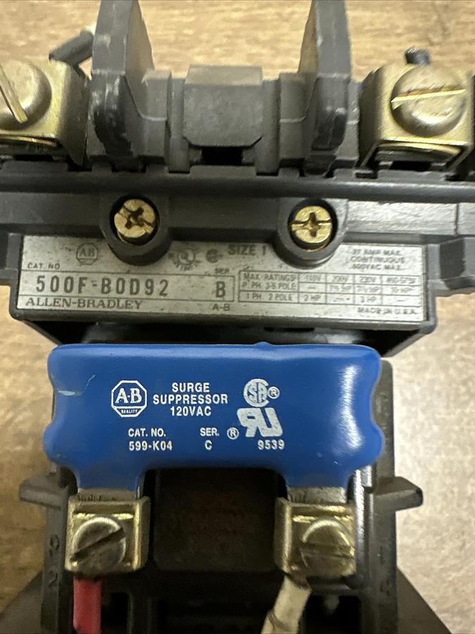 Used Allen Bradley,500F-BOD92,Size 1 Starter