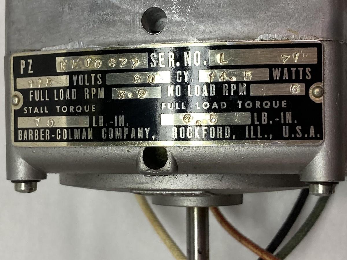 Barber Colman,PZ-KE10877,AC Electric Motor 115V 60 CY