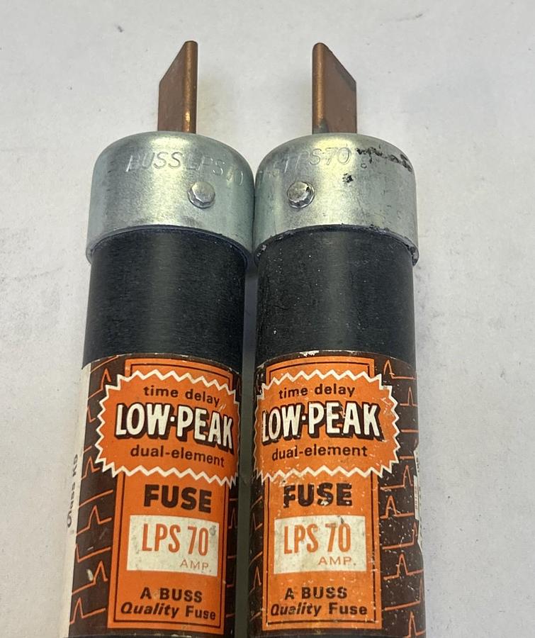 Used BUSSMANN,LPS70,LOW-PEAK FUSE 70A 600V LOT OF 2