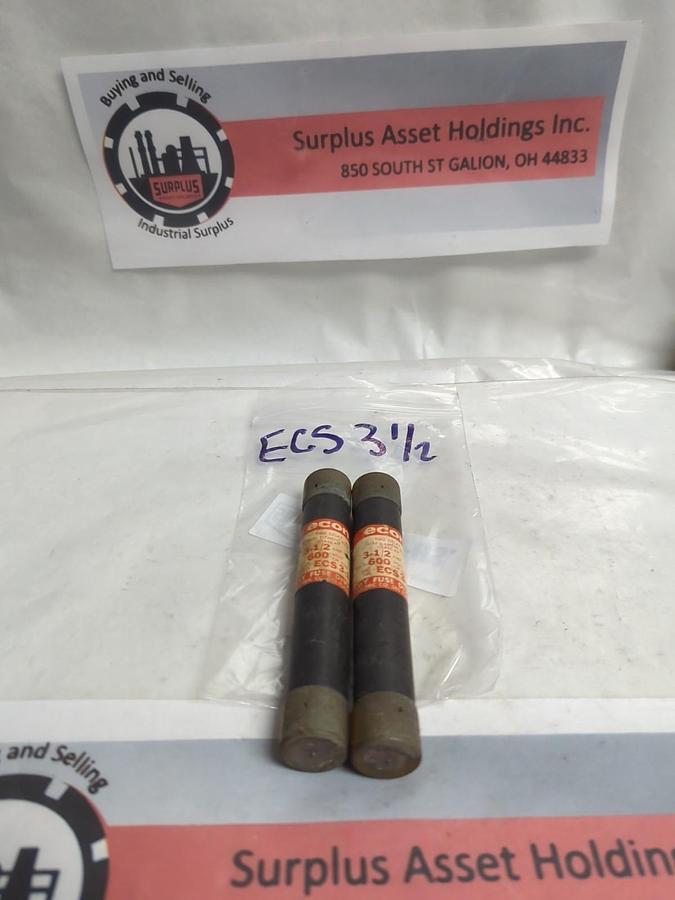 Used CEFCO,ECS 3-1/2,TIME-DELAY 3-1/2 AMP FUSE LOT OF 2 PRE-OWNED